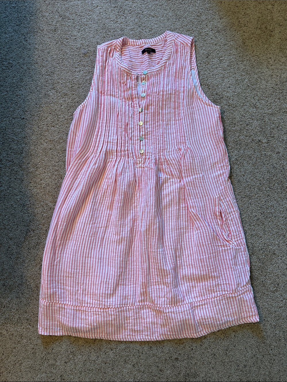 Quince Pink and White Striped Sleeveless Dress (Never worn!)